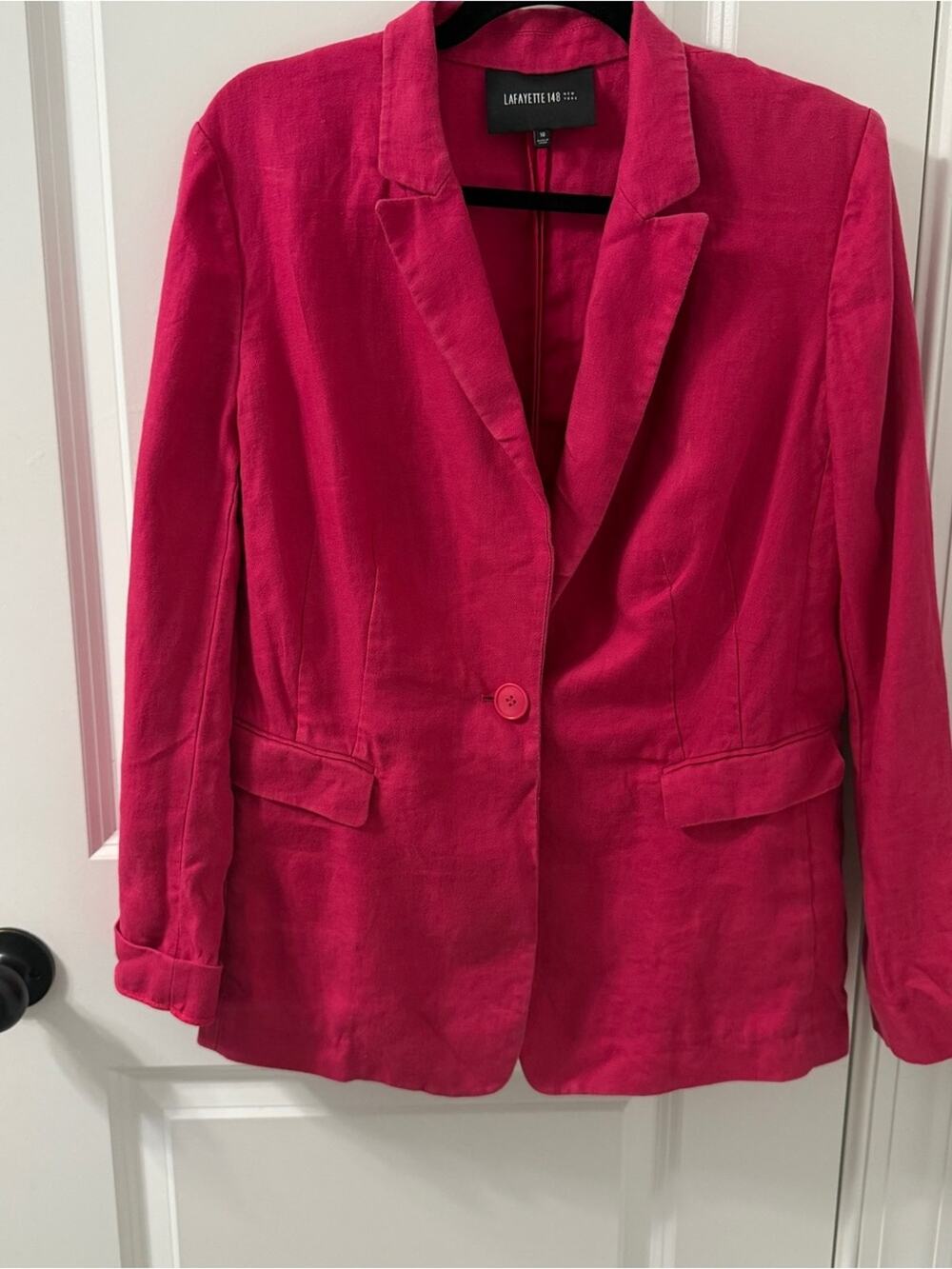 Lafayette 148 New York Linen Pink Women's Single-Button Blazer Sz 10
